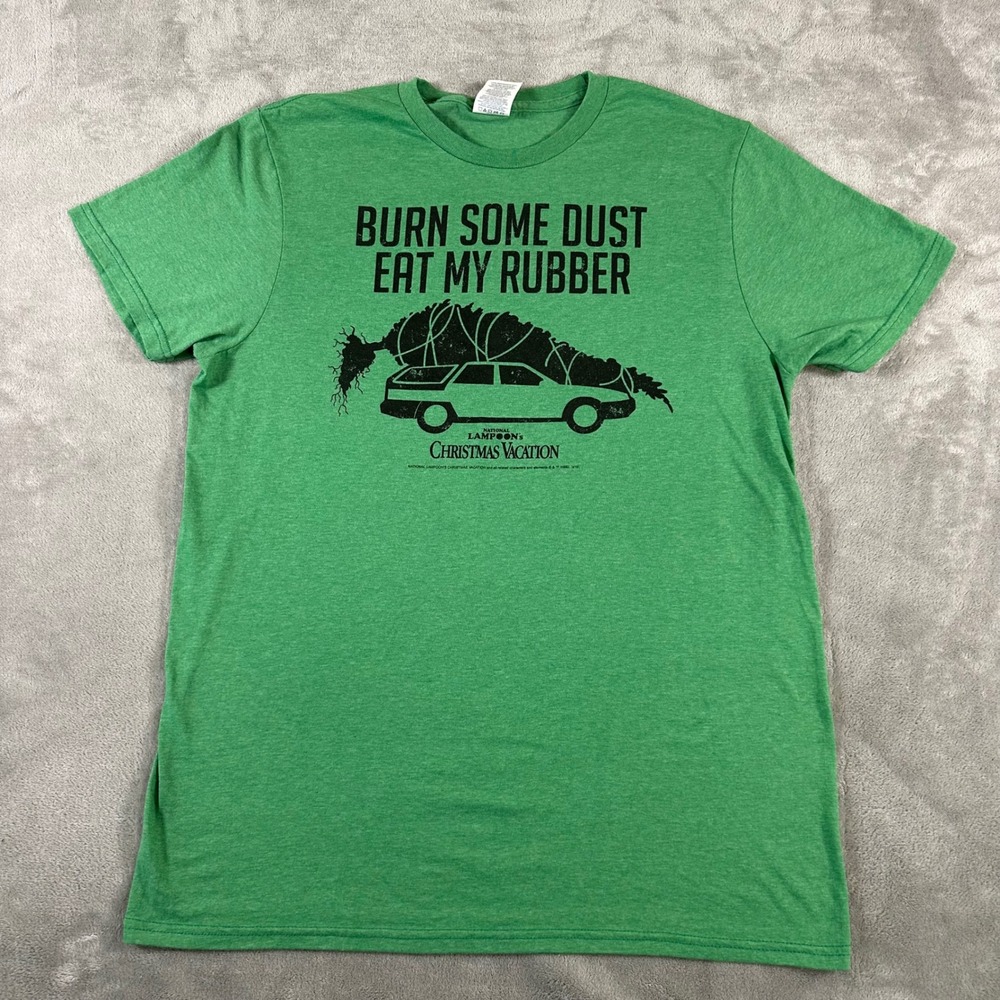 National Lampoon Christmas Vacation Shirt Mens Medium Green Burn Some Dust Tee